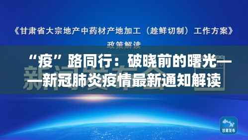 “疫”路同行：破晓前的曙光——新冠肺炎疫情最新通知解读