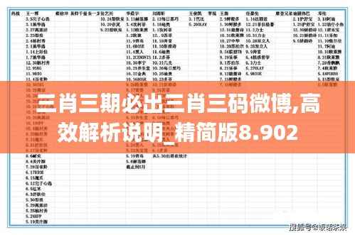 三肖三期必出三肖三码微博,高效解析说明_精简版8.902