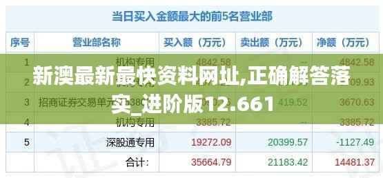 新澳最新最快资料网址,正确解答落实_进阶版12.661