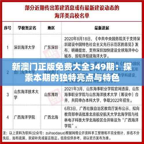 新澳门正版免费大全349期:探索本期的独特亮点与特色