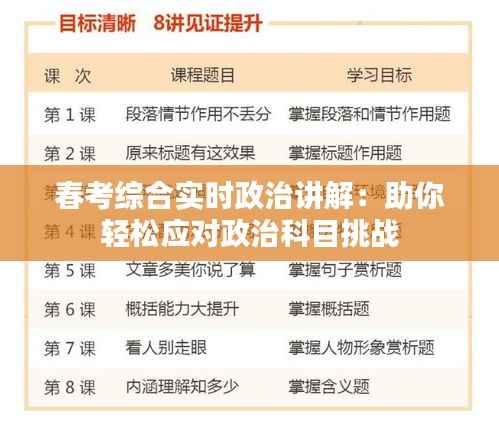 春考综合实时政治讲解:助你轻松应对政治科目挑战