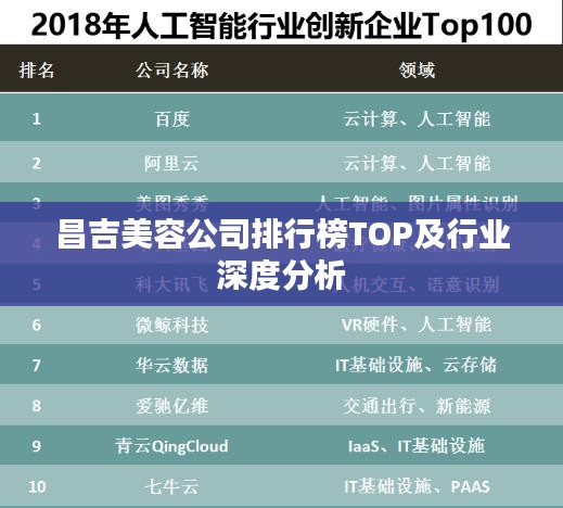 昌吉美容公司排行榜TOP及行业深度分析